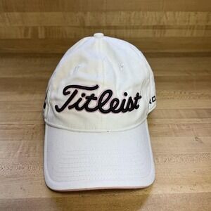 Titleist Hat Cap Strap Back Mens One Size White Pink Pro V1 Golf Adjustable
